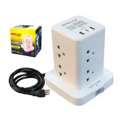 OPALUX - Adaptador tipo Torre de 8 tomas 2 Usb Tipo A + Tipo C