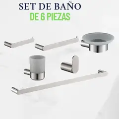 XM - KIT DE BAÑO 6 PIEZAS,ACERO304, SATINADO MOD 73300S