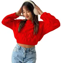 GENERICO - Chompa Mujer Hilo Clasico 359G-23 Color Rojo