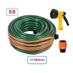 TRUPER - Manguera de Riego 5/8" Reforzada 15 Metros + Pistola 5 Funciones