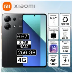XIAOMI - Celular Redmi Note 13 8GB RAM 256GB 6.67" Pulg. MIUI 14 - Midnight Black