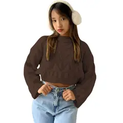 GENERICO - Chompa Mujer Hilo Clasico 359G-23 Color Chocolate