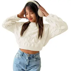 GENERICO - Chompa Mujer Hilo Clasico 359G-23 Color Perla