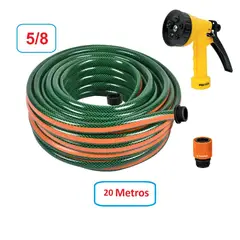 TRUPER - Manguera de Riego 5/8" Reforzada 20 Metros + Pistola 5 Funciones