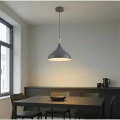 GZ LIGHTING - LAMPARA COLGANTE TIPO CAMPANA GRIS + FOCO 15W - FACIL INSTALACION
