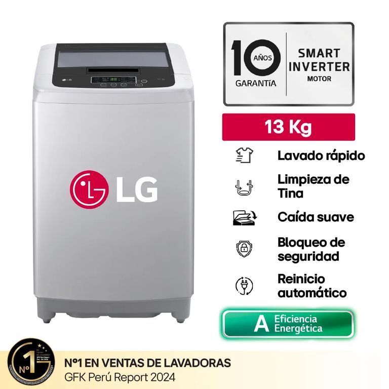 Lavadora de 13 kg carga superior Smart Inverter con TurboDrum™, gris