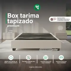 MUEBLES MACRUMO - Box tapizado premium Beige claro Queen - 2 piezas