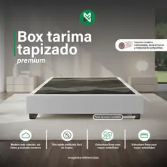 MUEBLES MACRUMO - Box tapizado premium Gris claro Queen - 2 piezas