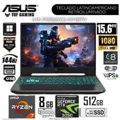 ASUS - Laptop Gamer TUF Gaming A15 AMD RYZEN 7 7445HS 8GB 512SSD NVIDIA RTX3050 FA506NCG-HN187W