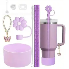 GENERICO - PACK DE 9 ACCESORIOS ANTIDERRAME PARA VASO QUENCHER TUMBLER H2.O 40oz - COMPATIBLE CON QUENCHER TUMBLER COLOR MORADO