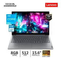 LENOVO - Laptop V15 G5 IRL Core I3-1315U / Ram 8gb Ddr5, Ssd 512gb / 15.6 Fhd - 83GW005MLD