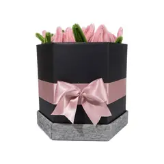 GENERICO - Bouquet de Tulipanes Rosados Eternos de limpiapipas en Caja de Regalo