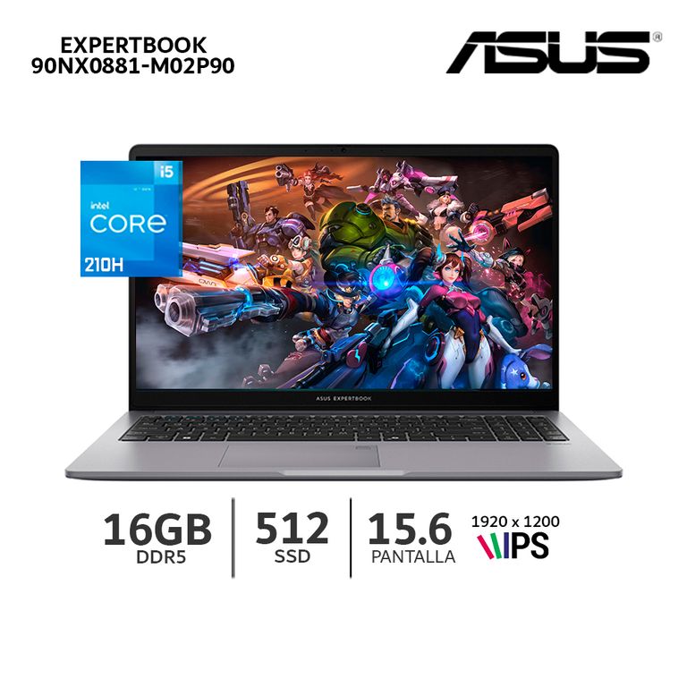 LAPTOP ASUS CORE I5-210H / Ram 16Gb DDR5 Ssd 512Gb / Pantalla 15.6 Fhd - 90NX0881-M02P90