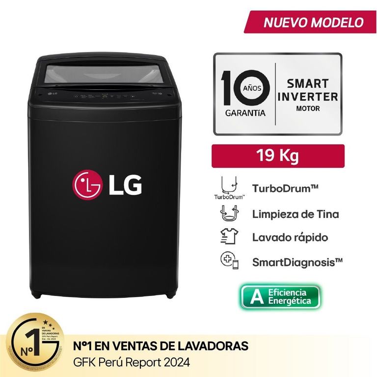 LAVADORA TURBODRUM 19 KG CARGA SUPERIOR ONYX NEGRO - WT19OBVTB