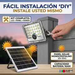 OEM - REFLECTOR SOLAR LED 150W RECARGABLE IP65 CON CONTROL REMOTO, PANEL MONOCRISTALINO, LUZ ALTA POTENCIA