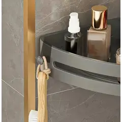 GENERICO - ORGANIZADOR DE BAÑO ESQUINERO PREMIUM COLOR NEGRO INSTALACIÓN SIN TALADRO AHORRA ESPACIO