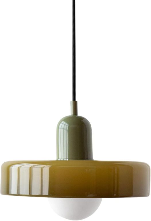 Lámpara Colgante de Techo con Pantalla de Vidrio 25cm E27 - Verde