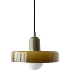 HOME NEAT - Lámpara Colgante de Techo con Pantalla de Vidrio 25cm E27 - Verde