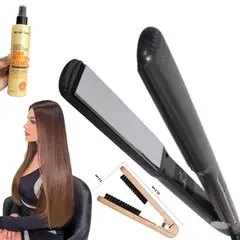 GENERICO - Plancha DALING Profesional Placas de Titanio Cepillo Y Protector