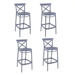 GENERICO - Pack de Bancos Bar Modelo FLORENCIA GRIS OSCURO