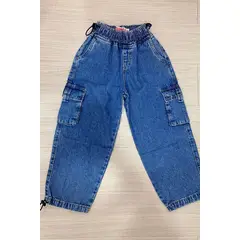 KIDS MASHMELO - Pantalón Denim Cargo con Ajuste Regulable para niñas