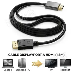 GENERICO - Cable DisplayPort a HDMI 4K Ultra HD 4Kx2K Señal Estable Alta Definición
