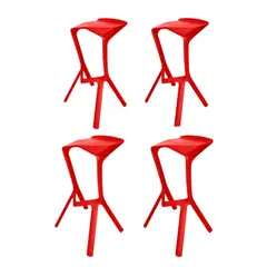 GENERICO - PACK de 4 Banco Bar Modelo Roma Color Rojo