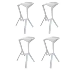GENERICO - PACK de 4 Banco Bar Modelo Roma Color blanco
