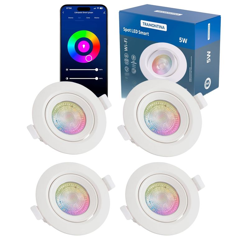 FOCO INTELIGENTE SPOT LED SMART Wi-Fi 5W 4 UNIDADES