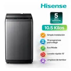 HISENSE - Lavadora Carga Superior 10.5kg WT1D1030UT