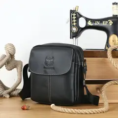 BULLCAPTAIN - - Morral de Cuero Mate DJB-07-BK Negro