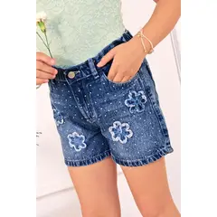 KIDS MASHMELO - Short Jean con Flores para niñas