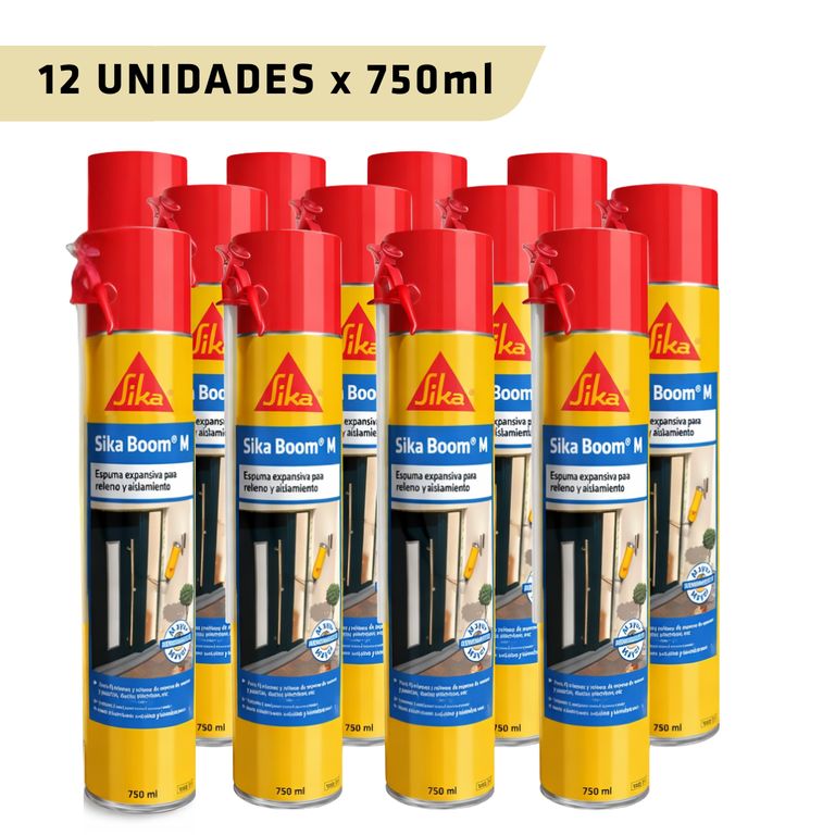 Pack 12 unidades de Espuma Expansiva de poliuretano Sikaboom M por 750ml