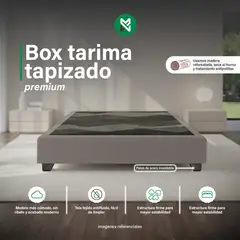 MUEBLES MACRUMO - Box tapizado premium Beige Oscuro Queen - 2 piezas