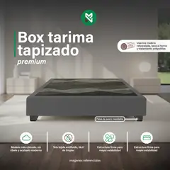 MUEBLES MACRUMO - Box tapizado premium Gris Oscuro Queen - 2 piezas