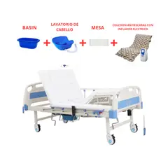 GENERICO - Cama Clínica Eléctrica y Manual con Control Remoto, Basin, Mesa, Lavatorio para cabello y Portasuero