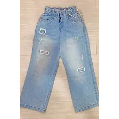 KIDS MASHMELO - Pantalón Jean con Bordado y Pedrería para niñas