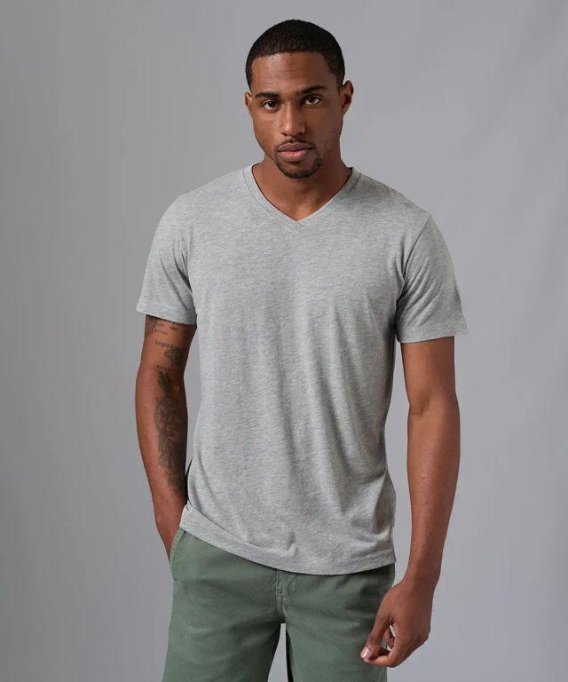 Polo Básico Algodón Cuello V Melange Hombre