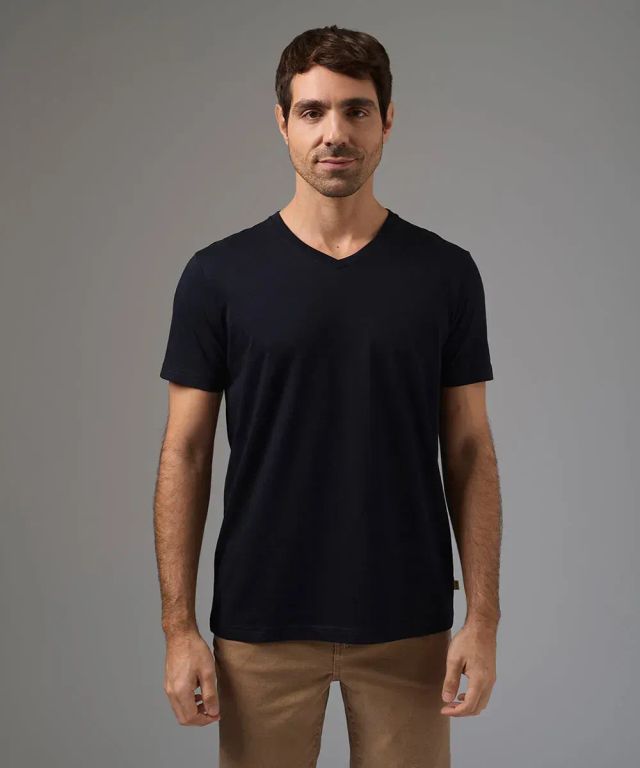 Polo Algodón Básico Cuello V Azul Marino Hombre