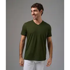 MBO - Polo Algodón Básico Cuello V Verde Militar Hombre