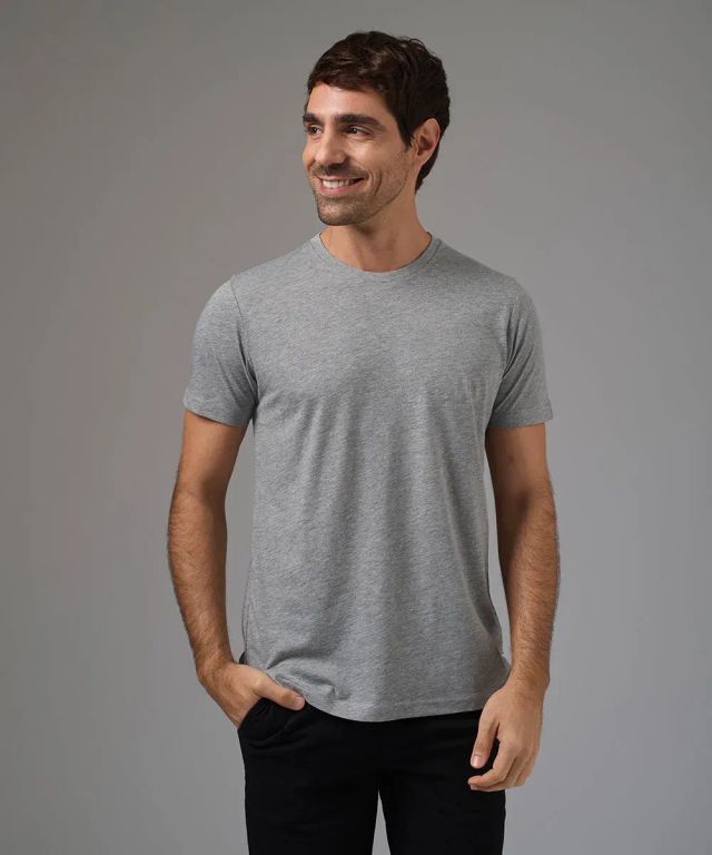 Polo Básico Algodón Cuello Redondo Melange Hombre