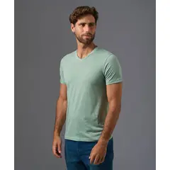 MBO - Polo Algodón Básico Cuello V Verde Cemento Hombre