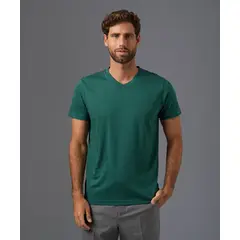 MBO - Polo Algodón Básico Cuello V Verde Botella Hombre