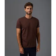 MBO - Polo Algodón Básico Cuello Redondo Marrón Hombre