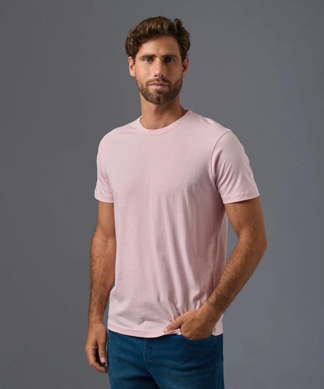 Polo Básico Algodón Cuello Redondo Rosa Hombre