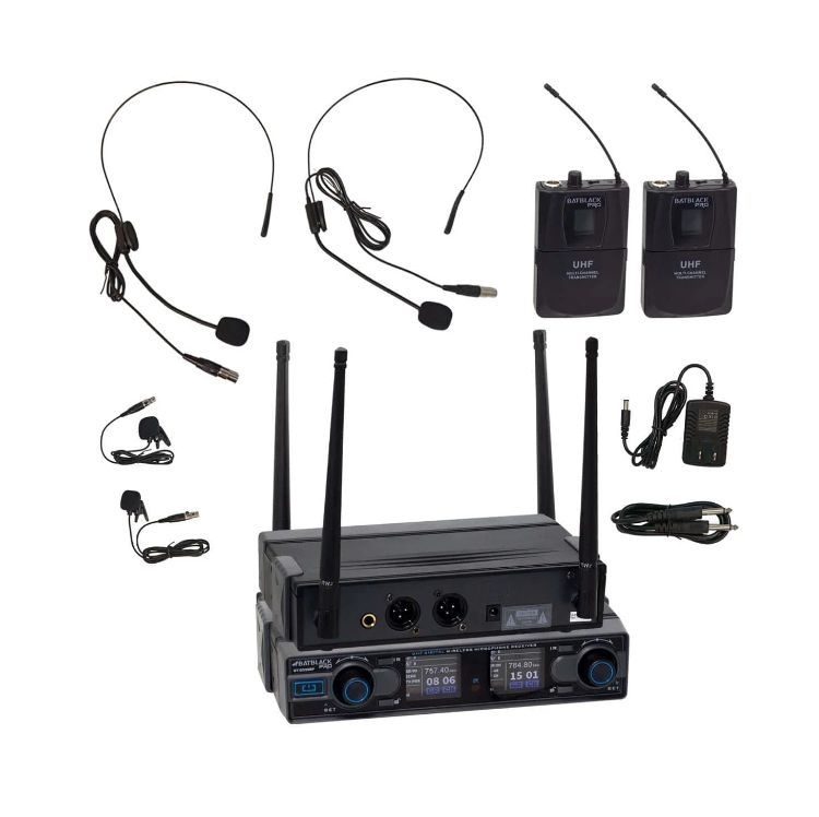 Micrófono Inalámbrico Doble con 2 Vinchas Y 2 Solaperos UHF BT-D332BP