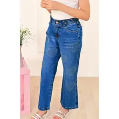 KIDS MASHMELO - Pantalón Jean con Corazones de Pedrería para niñas
