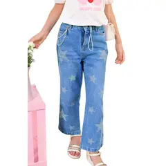 KIDS MASHMELO - Pantalón Jean con Estrellas de Pedrería para niñas