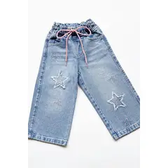 KIDS MASHMELO - Pantalón Jean con Bordados de Estrellas para niñas