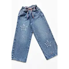 KIDS MASHMELO - Pantalón Jean con Bordados de Estrellas para niñas